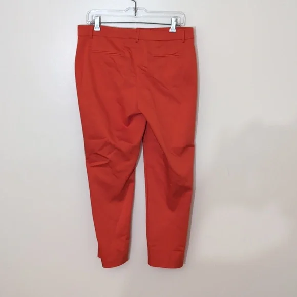 Loulou Diamond| Bright Orange Tapered Front Zippered Pants Cotton Blend - Picture 3 of 12